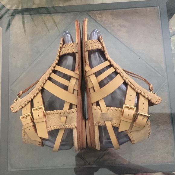 IRO Gladiator Leather Sandals with Whipstitch Detail - Picture 4 of 13